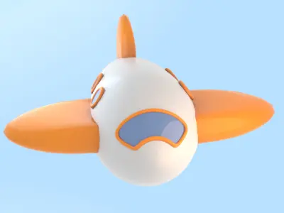 Cartoon low poly airplane Low-poly 3D model