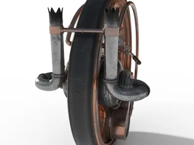 Steampunk monowheel PBR low poly Low-poly 3D model