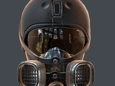 Gas mask helmet 3d model scifi Low-poly  Low-poly 3D model 31