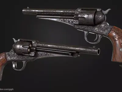 E Remington n Sons 1875 Revolver 44 cf Guns Low-poly 3D model