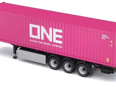 One Container Semi Trailer 3D model