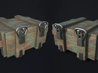 small wooden army box Low-poly 3D model