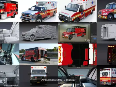 Ambulances EMS 3D Model Pack