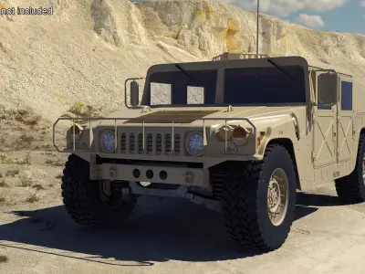 Military Humvee Vehicle Rigged for Cinema 4D 3D model