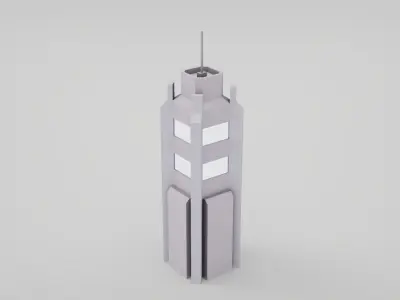 7 SciFi Skyscrapers Low-poly 3D model