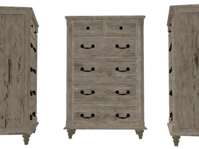 Rustic Wooden Chest of Drawers Low-poly 3D model