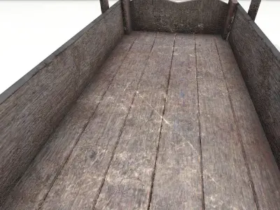 Old Low Poly Wooden Cart Low-poly 3D model