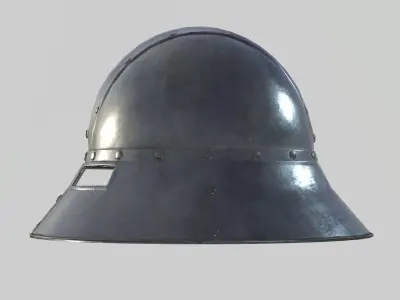 Medieval Kettle Helmet 02 Low-poly 3D model