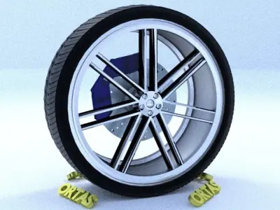 ORTAS CAR RIM 41 GAME READY RIM TIRE AND DISC 3D model