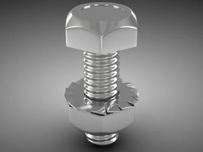 Screw nut and bolt Low-poly 3D model