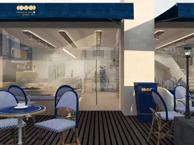 French Cafe Interior Design Free 3D model