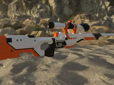 Sniper AWP Asiimov  Low Poly  PBR Low-poly 3D model