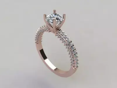 4 Prong Solitiare Square Shank 6mm Engagement Ring 3D print model