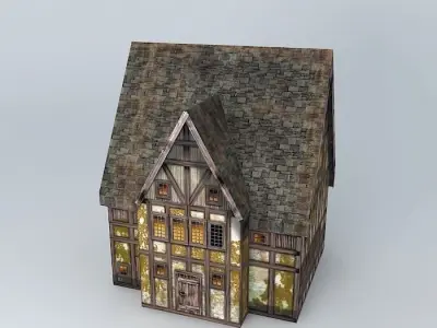 Low poly Tavern old tudor house Free 3D model