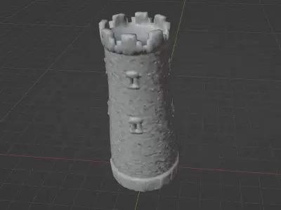 Castle Turret - Stone Embattlement Tower - Fortress Model Low-poly 3D model