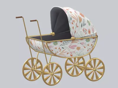 Doll carriage Dolls and their accessories PBR model Low-poly 3D model