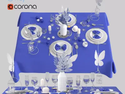 New Years table setting 3D model