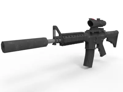 M4 carbine Low-poly 3D model 4