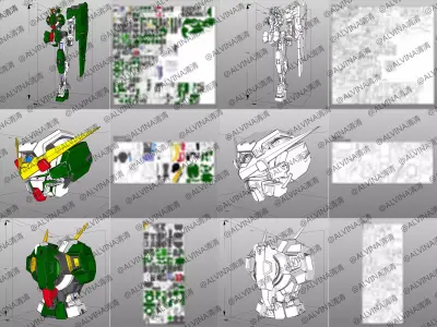 Dynames Gundam Armor - DIY Cosplay Pepakura Foam Template Low-poly 3D model