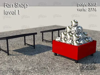 Fan Shop all 10 Levels Low-poly 3D model