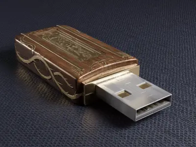 Vintage memory card Low-poly 3D model