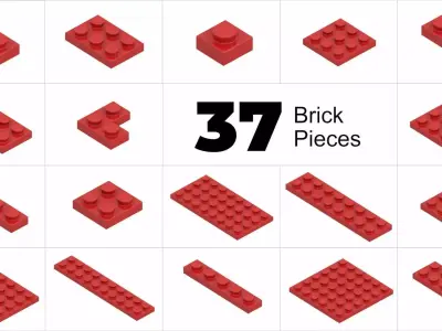 TwindBricks3D - 37 Bricks Plate collection 3D print model