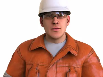Worker Man rigged Animated Low-poly 3D model