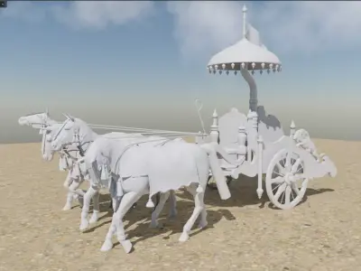 Arjuna Chariot  Rath in Mahabharatha Low-poly 3D model