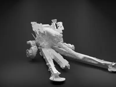 Destroyed Towed Howitzer D-30A 122mm Photoscan 3D model