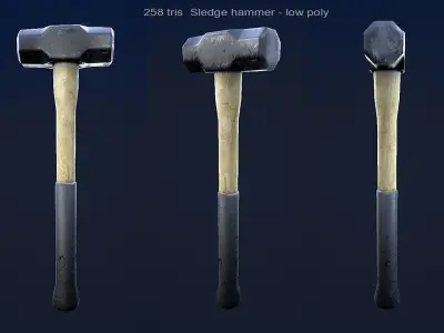 Sledge Hammer 1 Plus 1 PBR Game Ready Low-poly 3D model