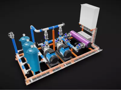 10m3h Industrial Filtration System 3D model