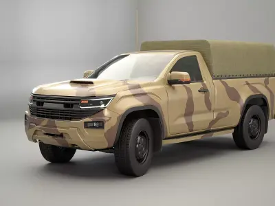 Generic Military Tactical Pickup Desert Camo Low-poly 3D model