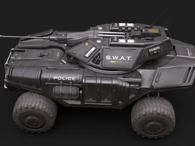 Sci Fi APC low poly police Low-poly 3D model