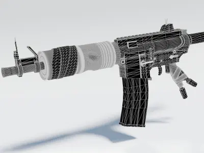 Apocalyptic M4 Rifle Low-poly 3D model