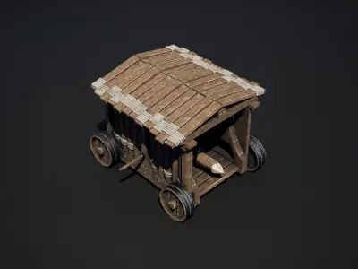 Medieval Siege Weapon - Heavy Battering ram Low-poly 3D model
