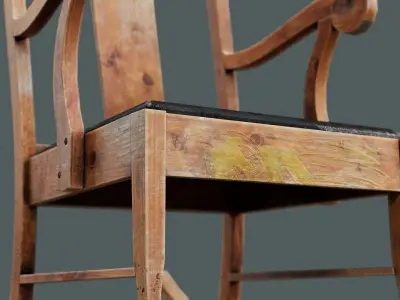 Old Dirty Rocking Chair Low-poly 3D model