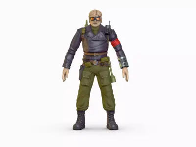 High Poly Man Leather Jacket Military Outfit Low-poly 3D model