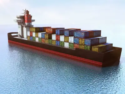 Cargo Ship Low-poly 3D model