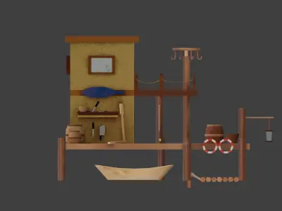Fishing hut Low-poly 3D model purchase