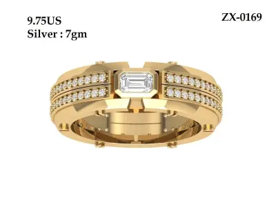 Emerald Art Deco Ring 3D print model 15