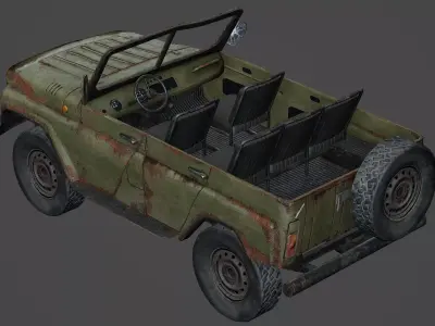 UAZ Offroad Old Rusty Low-poly 3D model