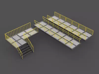 Modular industrial walkway 3D model