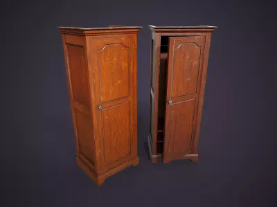 Vintage Wooden Wardrobe Low-poly 3D model buy