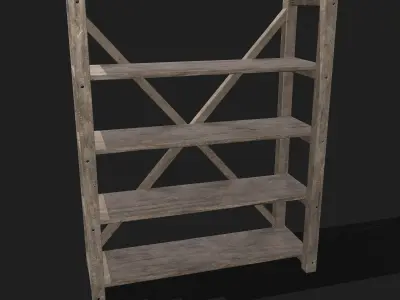 Pottery Shelf Wide Low-poly 3D model