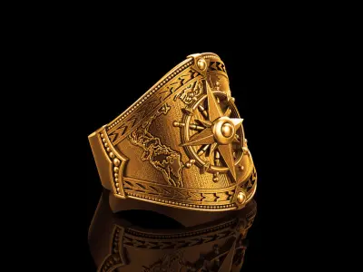 Compass Men Ring 3D print model