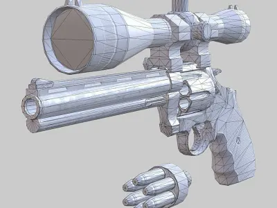 3DRT - Modern firearms HD - Magnum 44 Low-poly 3D model