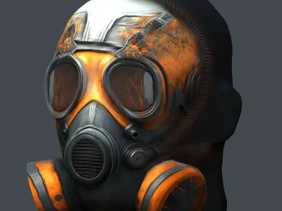 Gas mask helmet 3d model military combat fantasy cyborg Low-poly 3D model 2