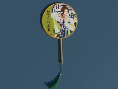 Chinese Silk Round Hand Fan Low-poly 3D model