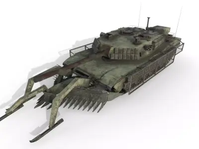 Tank Abrams MinePlow Extra Defense Desert USA Low-poly 3D model