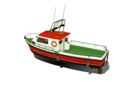 Fishing Boat With Interior Low-poly PBR Low-poly 3D model
